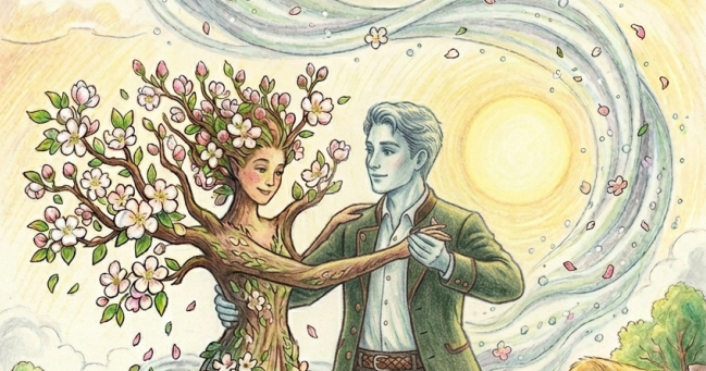 Blütenmädchen und Nebelgeist